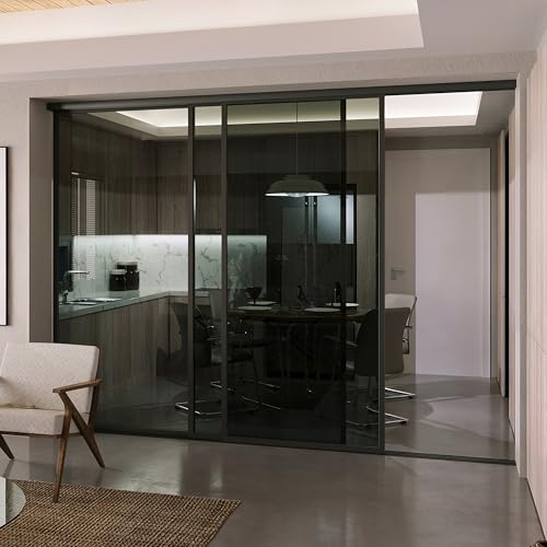 Doors55 3 Panel Glass Room Divider and Partition Wall Divider