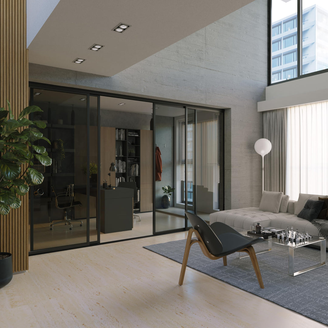 Doors55 4 Panel Glass Room Divider and Partition Wall Divider