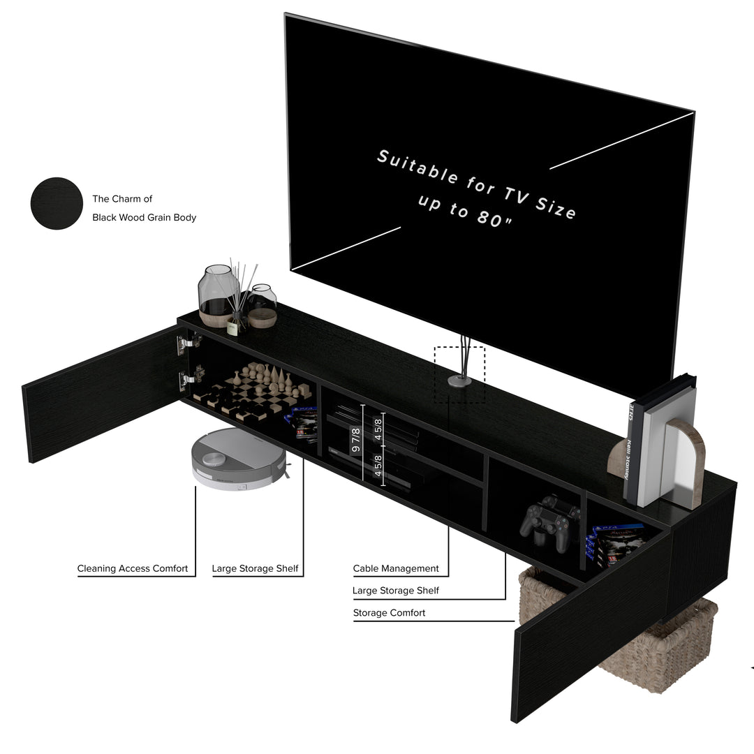 Floating TV Stand – Wall Mounted Entertainment Center for 75-Inch TVs