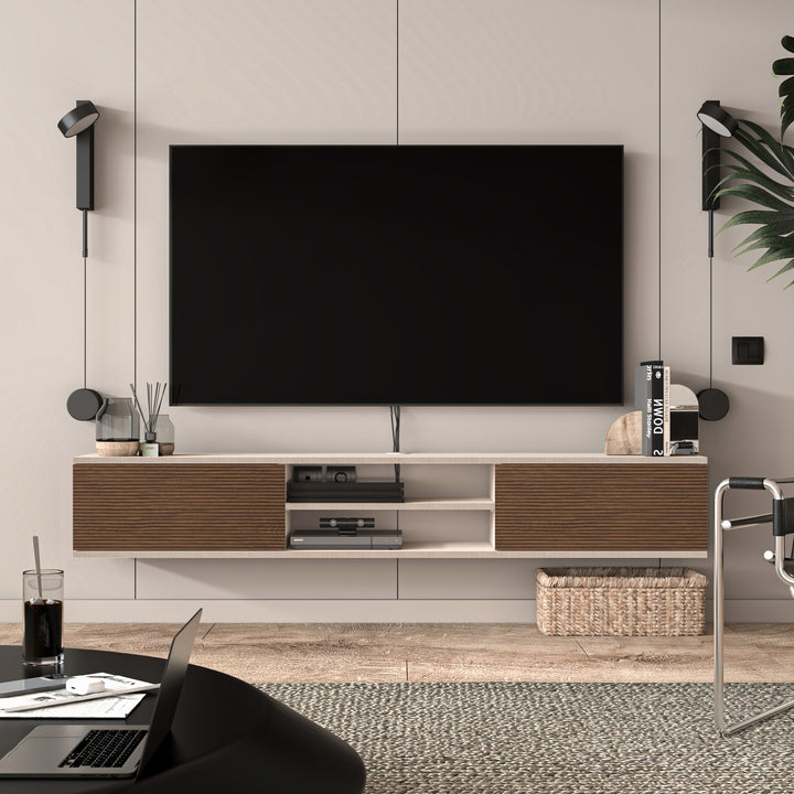 Floating TV Stand – Wall Mounted Entertainment Center for 75-Inch TVs