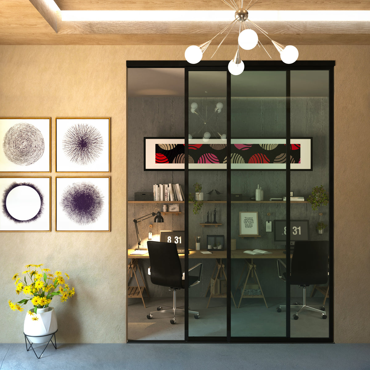  2 Panel Glass Room Dividers