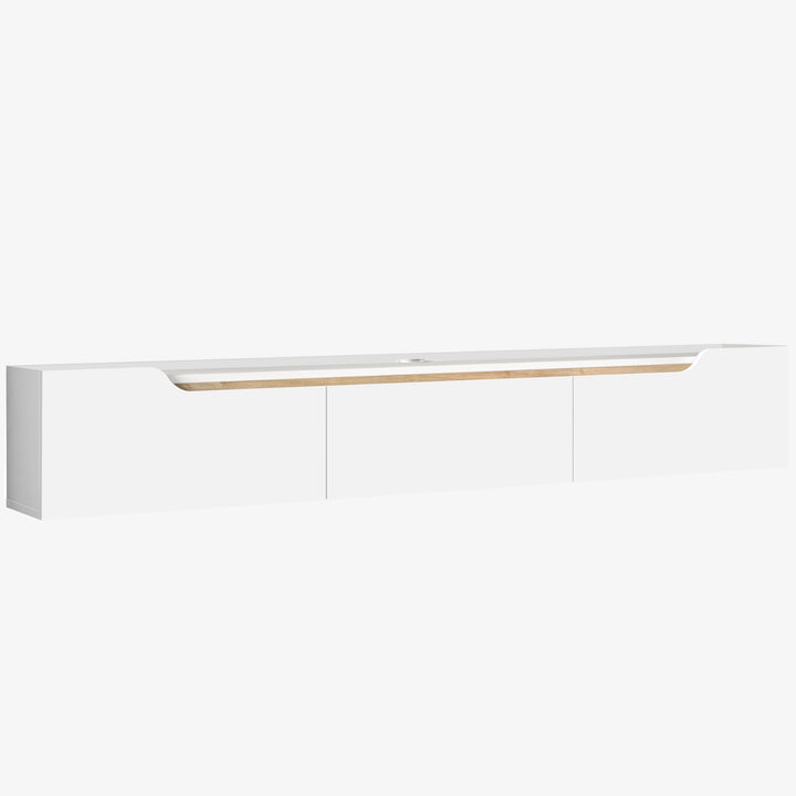 Atelier Mobili Floating TV Stand for Up to 80 Inch TVs – Wall Mounted Entertainment Center with Storage – Modern Floating Media Console with Cable Management – Oak/White Finishes (Oak)