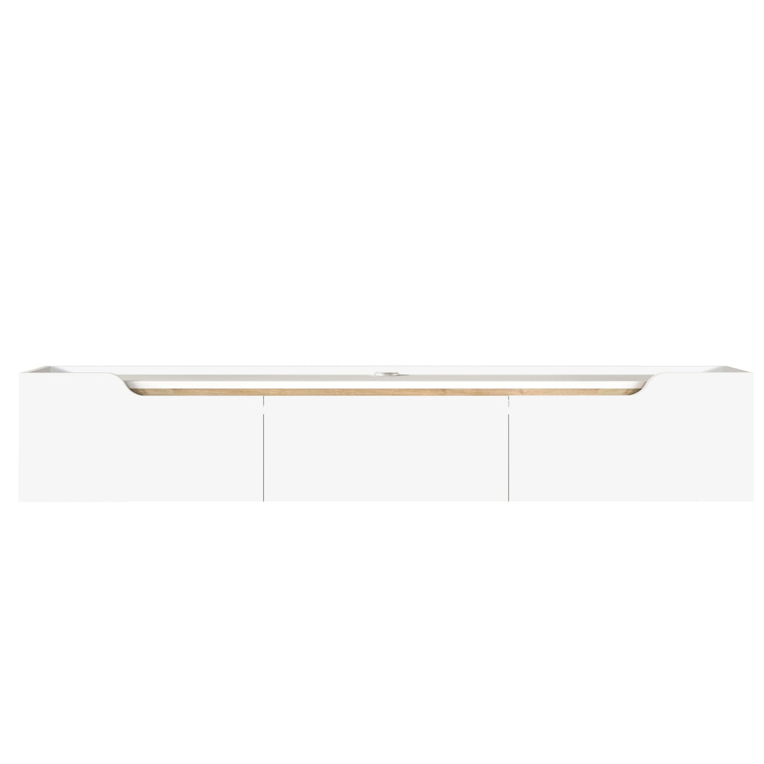 Atelier Mobili Floating TV Stand for Up to 80 Inch TVs – Wall Mounted Entertainment Center with Storage – Modern Floating Media Console with Cable Management – Oak/White Finishes (Oak)