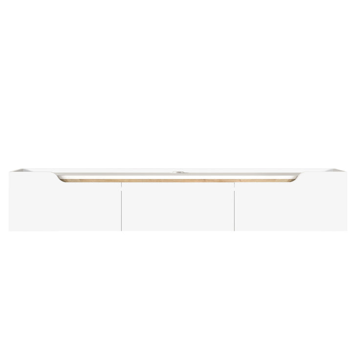 Atelier Mobili Floating TV Stand for Up to 80 Inch TVs – Wall Mounted Entertainment Center with Storage – Modern Floating Media Console with Cable Management – Oak/White Finishes (Oak)