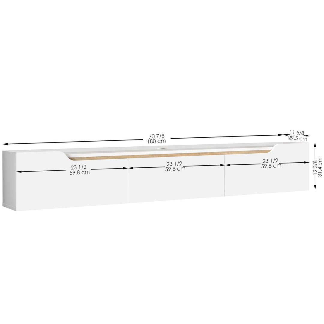 Atelier Mobili Floating TV Stand for Up to 80 Inch TVs – Wall Mounted Entertainment Center with Storage – Modern Floating Media Console with Cable Management – Oak/White Finishes (Oak)
