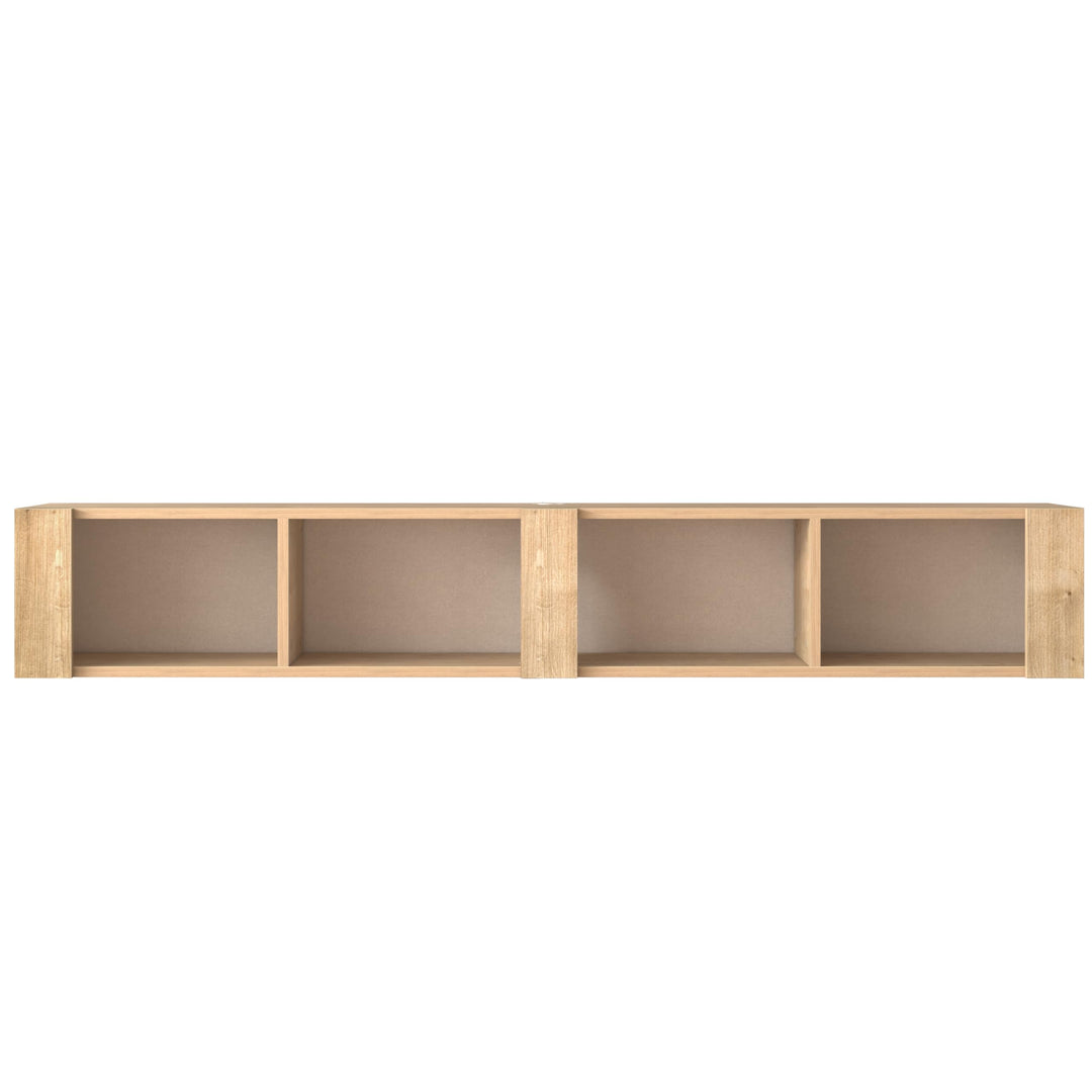 Atelier Mobili Floating TV Stand for 75 Inch TVs – Wall Mounted Entertainment Center with Open Storage Shelves – Modern Floating TV Console for Living Room & Bedroom – Oak and Walnut Finish (Oak)