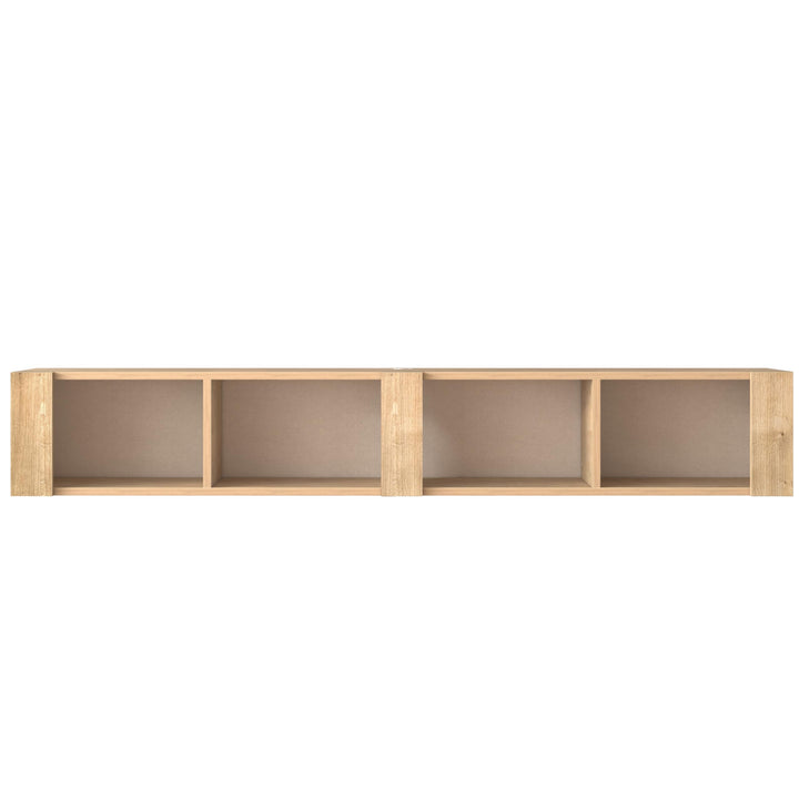 Atelier Mobili Floating TV Stand for 75 Inch TVs – Wall Mounted Entertainment Center with Open Storage Shelves – Modern Floating TV Console for Living Room & Bedroom – Oak and Walnut Finish (Oak)