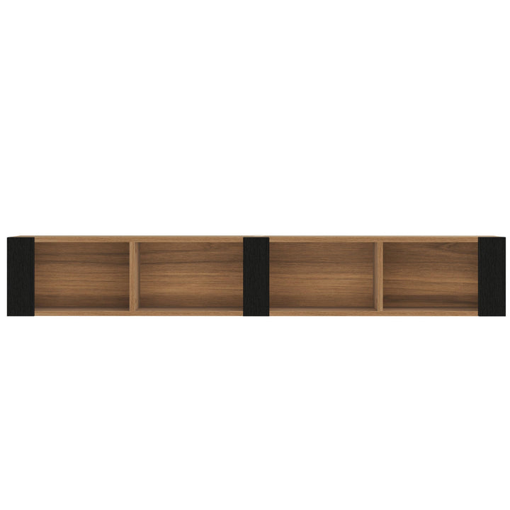 Atelier Mobili Floating TV Stand for 75 Inch TVs – Wall Mounted Entertainment Center with Open Storage Shelves – Modern Floating TV Console for Living Room & Bedroom – Oak and Walnut Finish (Oak)