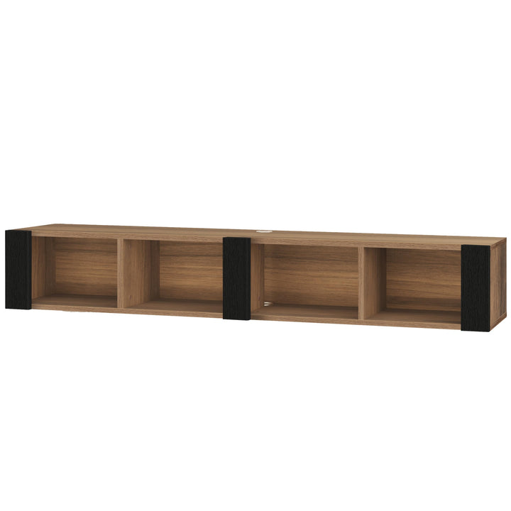 Atelier Mobili Floating TV Stand for 75 Inch TVs – Wall Mounted Entertainment Center with Open Storage Shelves – Modern Floating TV Console for Living Room & Bedroom – Oak and Walnut Finish (Oak)