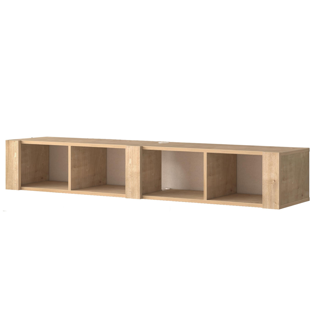 Atelier Mobili Floating TV Stand for 75 Inch TVs – Wall Mounted Entertainment Center with Open Storage Shelves – Modern Floating TV Console for Living Room & Bedroom – Oak and Walnut Finish (Oak)