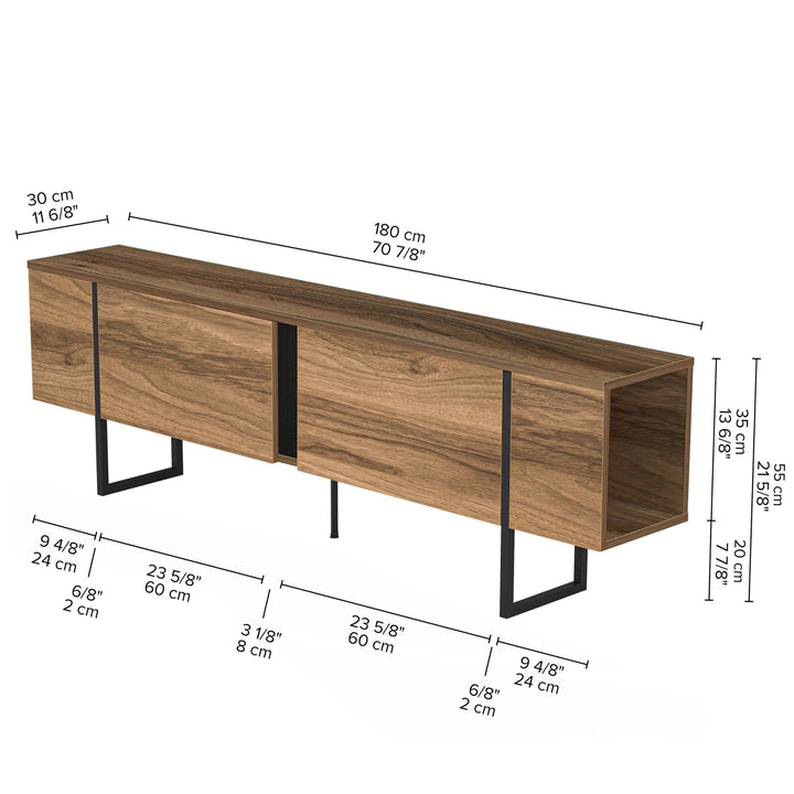 Atelier Mobili Modern TV Stand and Media Console, Entertainment Center, Adjustable Shelves, Solid Eng Wood, Metal Legs, Large Storage, TV Stand for 75 inch TV, TV Stand 65 inch (63 x 32 Inches)