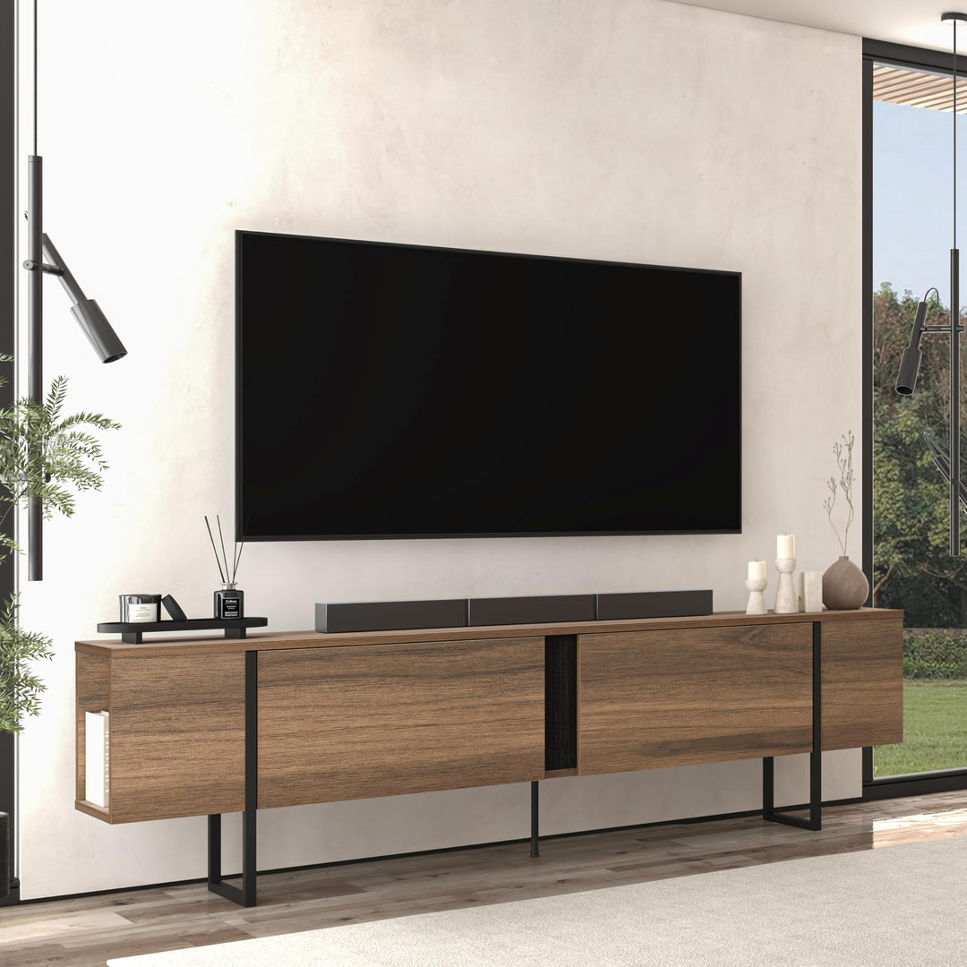 Atelier Mobili Modern TV Stand and Media Console, Entertainment Center, Adjustable Shelves, Solid Eng Wood, Metal Legs, Large Storage, TV Stand for 75 inch TV, TV Stand 65 inch (63 x 32 Inches)