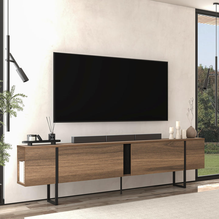Atelier Mobili Modern TV Stand and Media Console, Entertainment Center, Adjustable Shelves, Solid Eng Wood, Metal Legs, Large Storage, TV Stand for 75 inch TV, TV Stand 65 inch (63 x 32 Inches)