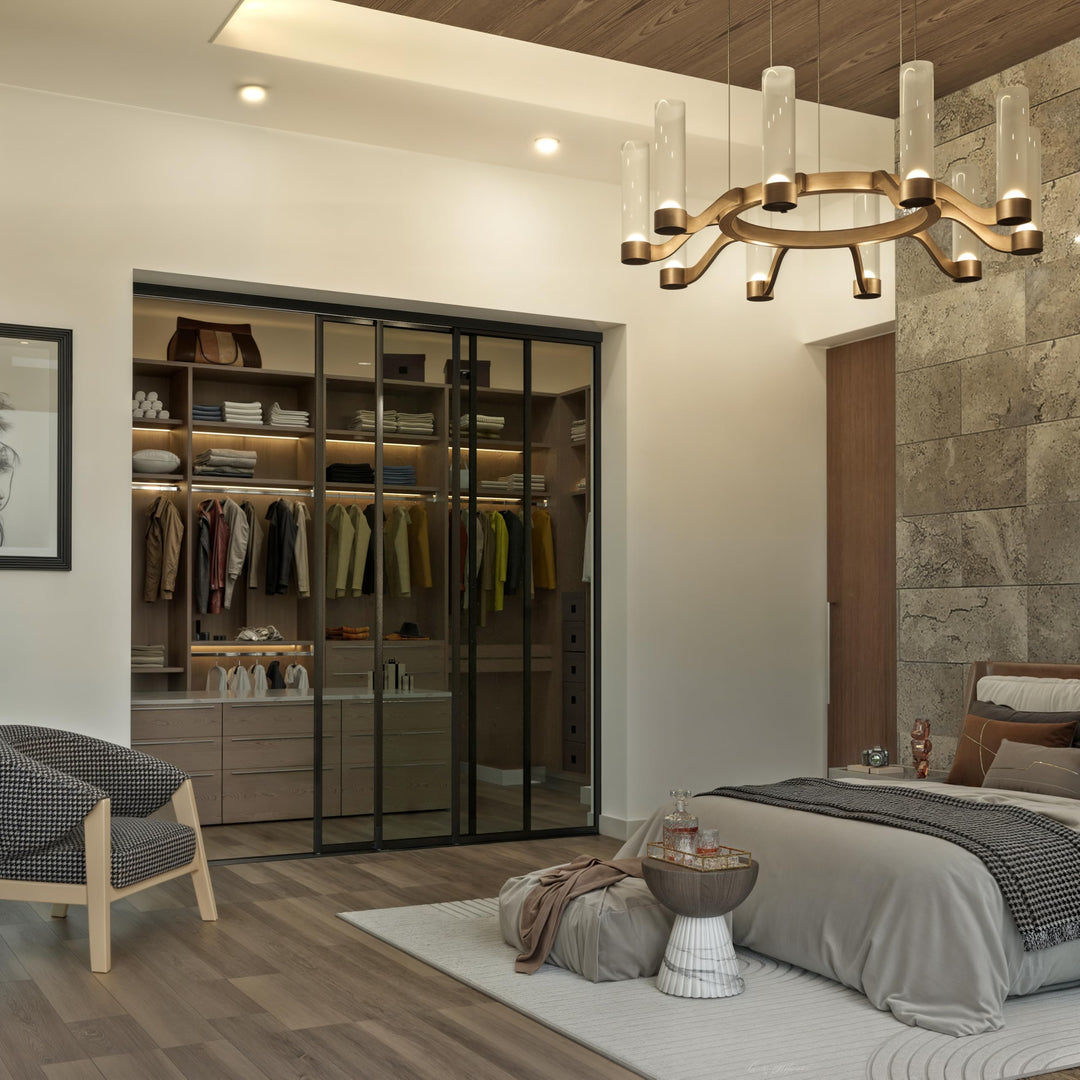 Glass Room Divider, Sliding Closet Door with 3 Glass Panels, Aluminum Frame with Clear, Smoked or Lite Smoked Color Options (Clear Glass, 72x96) – Atelier Mobili