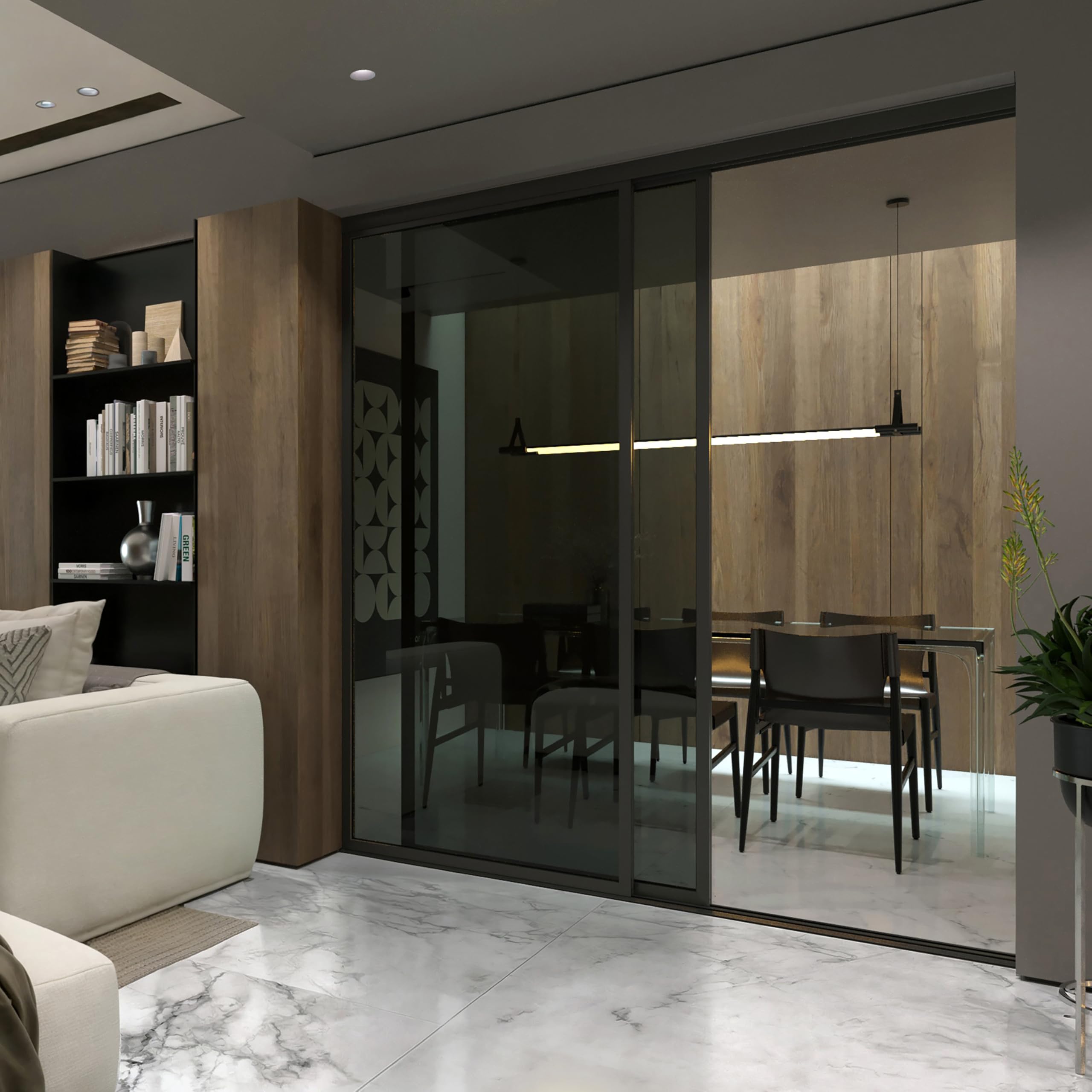 Doors55 2 Panel Glass Room Divider and Partition Wall Divider