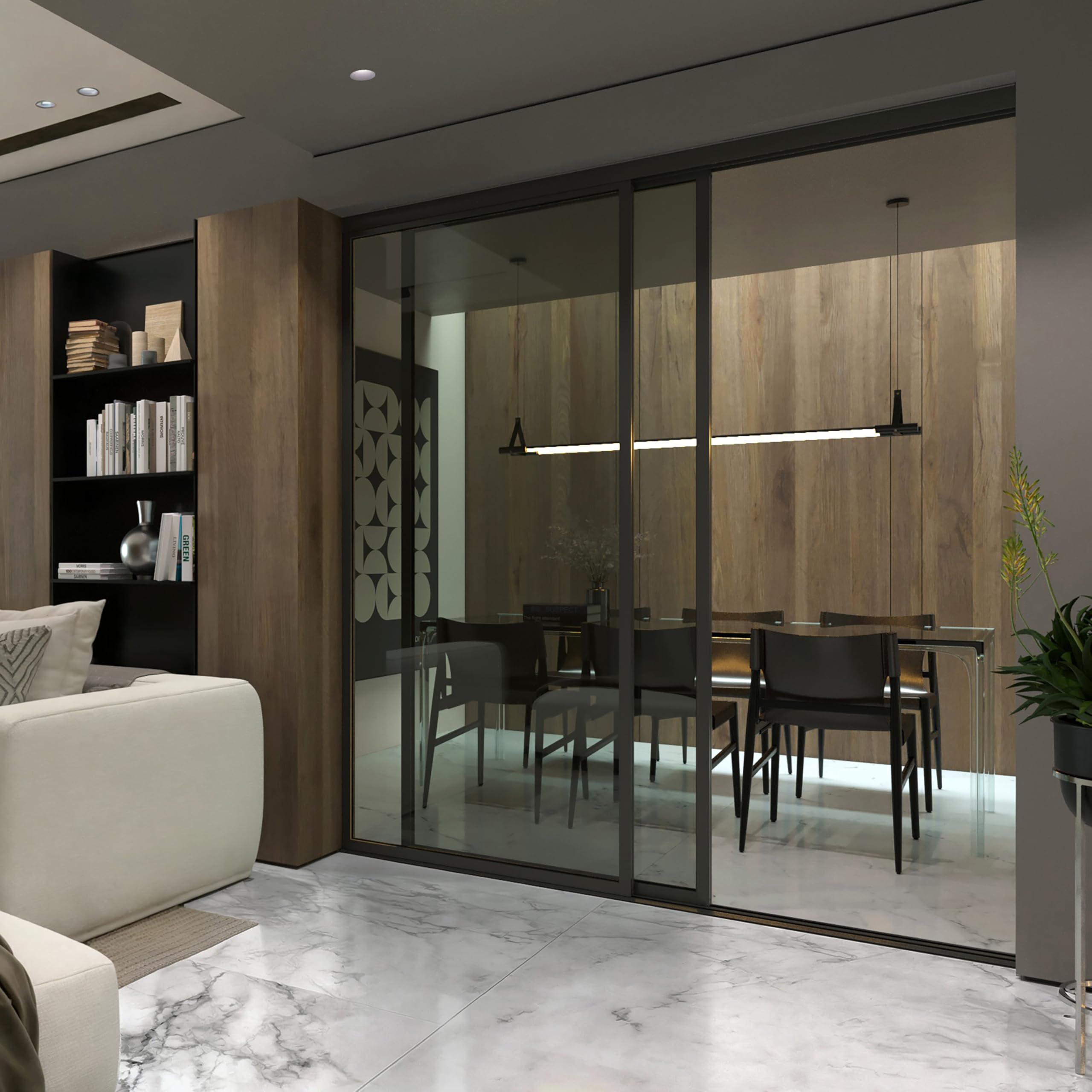 Doors55 2 Panel Glass Room Divider and Partition Wall Divider