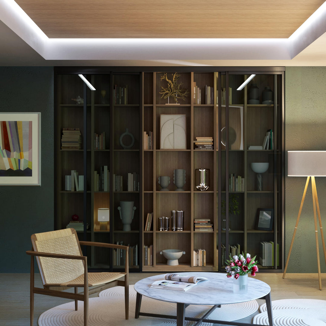 4 Panel Glass Room Divider and Sliding Glass Closet Doors - Smoked Frosted Partition Wall - Clear, Smoked and Frosted Glass Sliding Doors Options (Clear Glass, 96x80) – Atelier Mobili