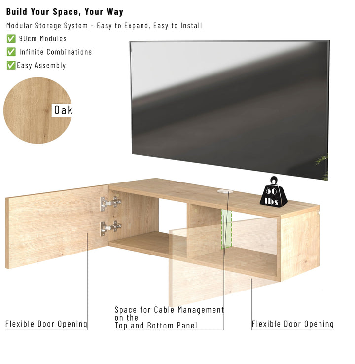Modular Box Floating TV Stand Wall Mounted Media Console – Atelier Mobili