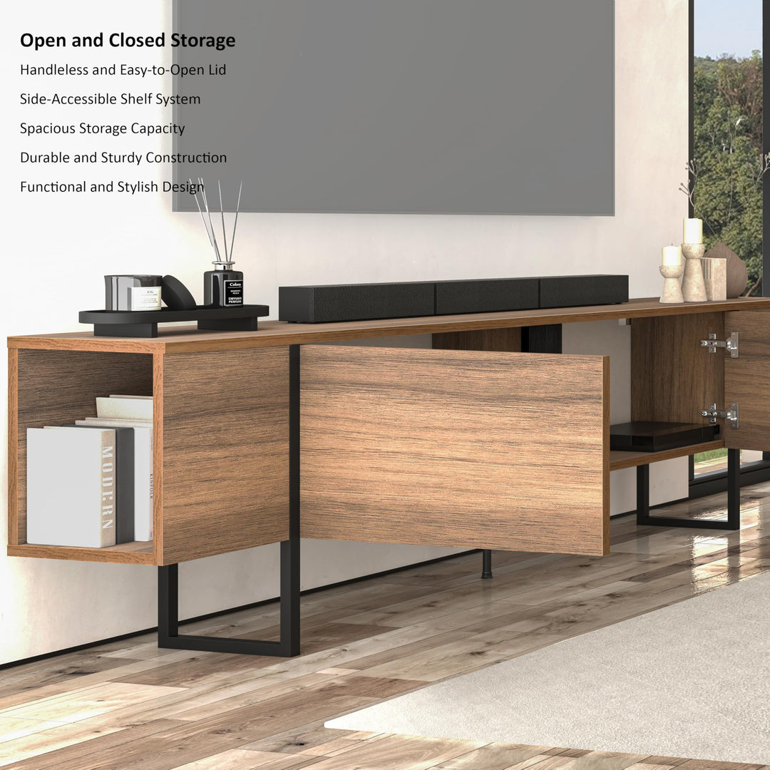 Atelier Mobili Modern TV Stand and Media Console, Entertainment Center, Adjustable Shelves, Solid Eng Wood, Metal Legs, Large Storage, TV Stand for 75 inch TV, TV Stand 65 inch (63 x 32 Inches)