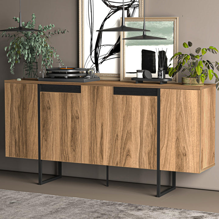 Atelier Mobili Modern TV Stand and Media Console, Entertainment Center, Adjustable Shelves, Solid Eng Wood, Metal Legs, Large Storage, TV Stand for 75 inch TV, TV Stand 65 inch (63 x 32 Inches)