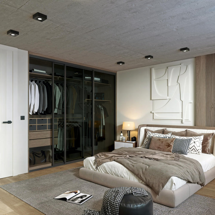 Door55 3 Panel Glass Sliding Closet Door, Black Matt Aluminum Frame