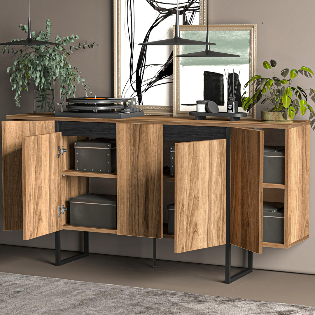 Atelier Mobili Modern TV Stand and Media Console, Entertainment Center, Adjustable Shelves, Solid Eng Wood, Metal Legs, Large Storage, TV Stand for 75 inch TV, TV Stand 65 inch (63 x 32 Inches)