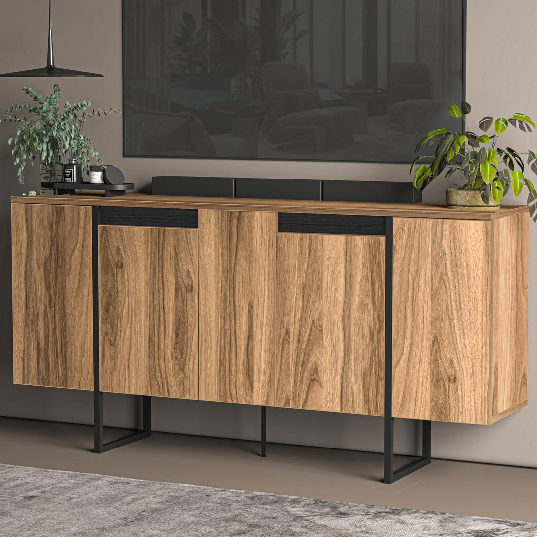 Atelier Mobili Modern TV Stand and Media Console, Entertainment Center, Adjustable Shelves, Solid Eng Wood, Metal Legs, Large Storage, TV Stand for 75 inch TV, TV Stand 65 inch (63 x 32 Inches)