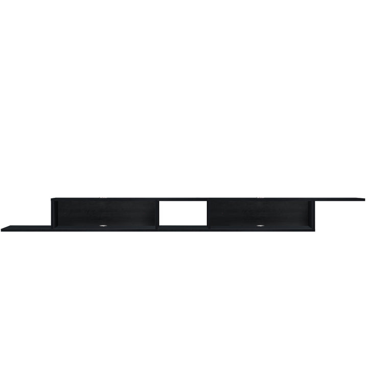 Gaia Black 100 inch modular open shelf – cable management detail