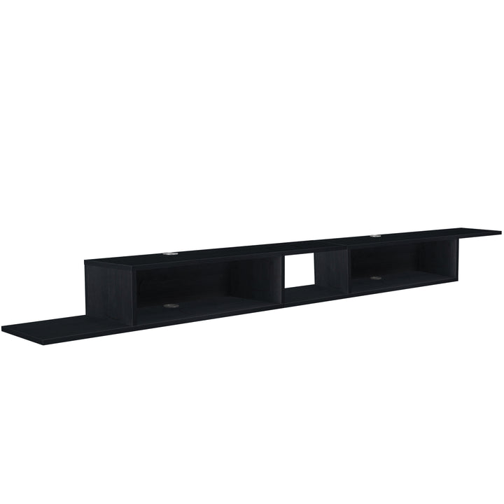 Black TV stand on a white background
