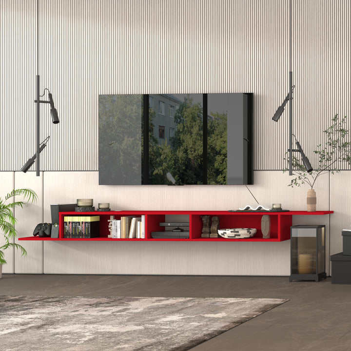 Gaia Red 100 inch modular floating console – living room styled