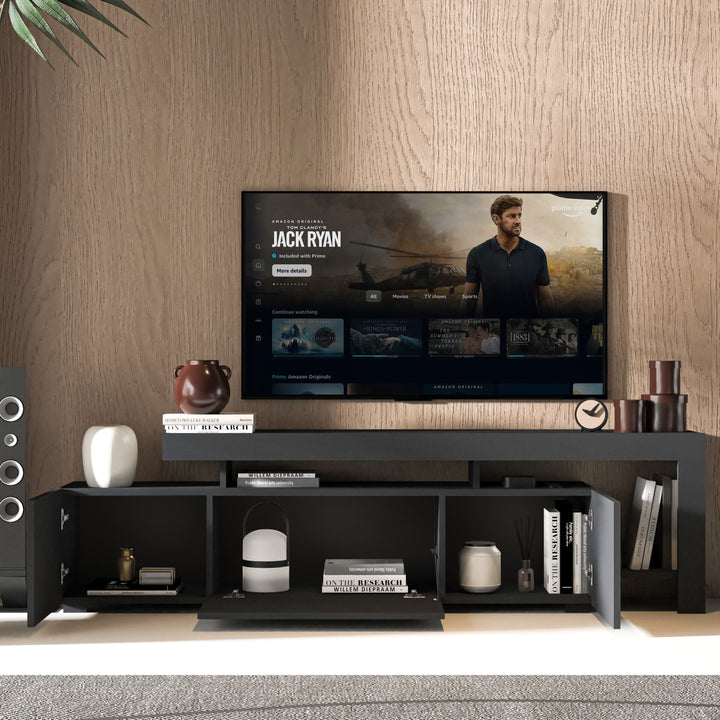 Cable Management System in Anthracite Gray Entertainment Center by Atelier Mobili