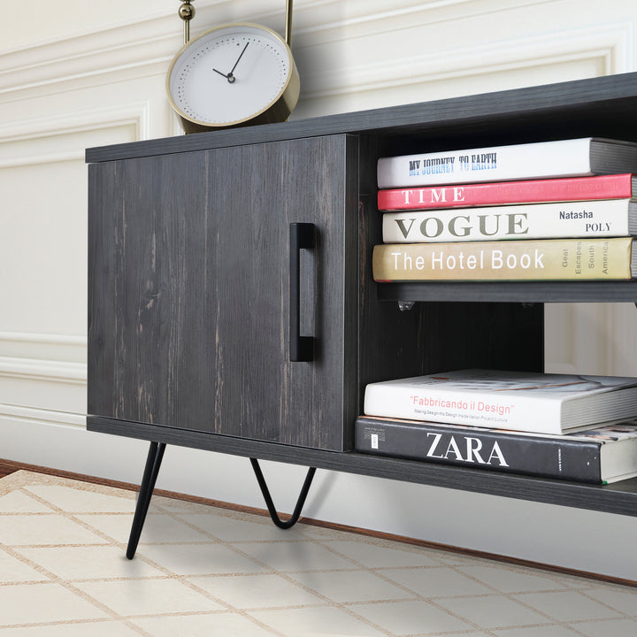 Atelier Mobili | Linda 59'' Black Oak Media Console for 65" TVs - Modern Living Room Furniture