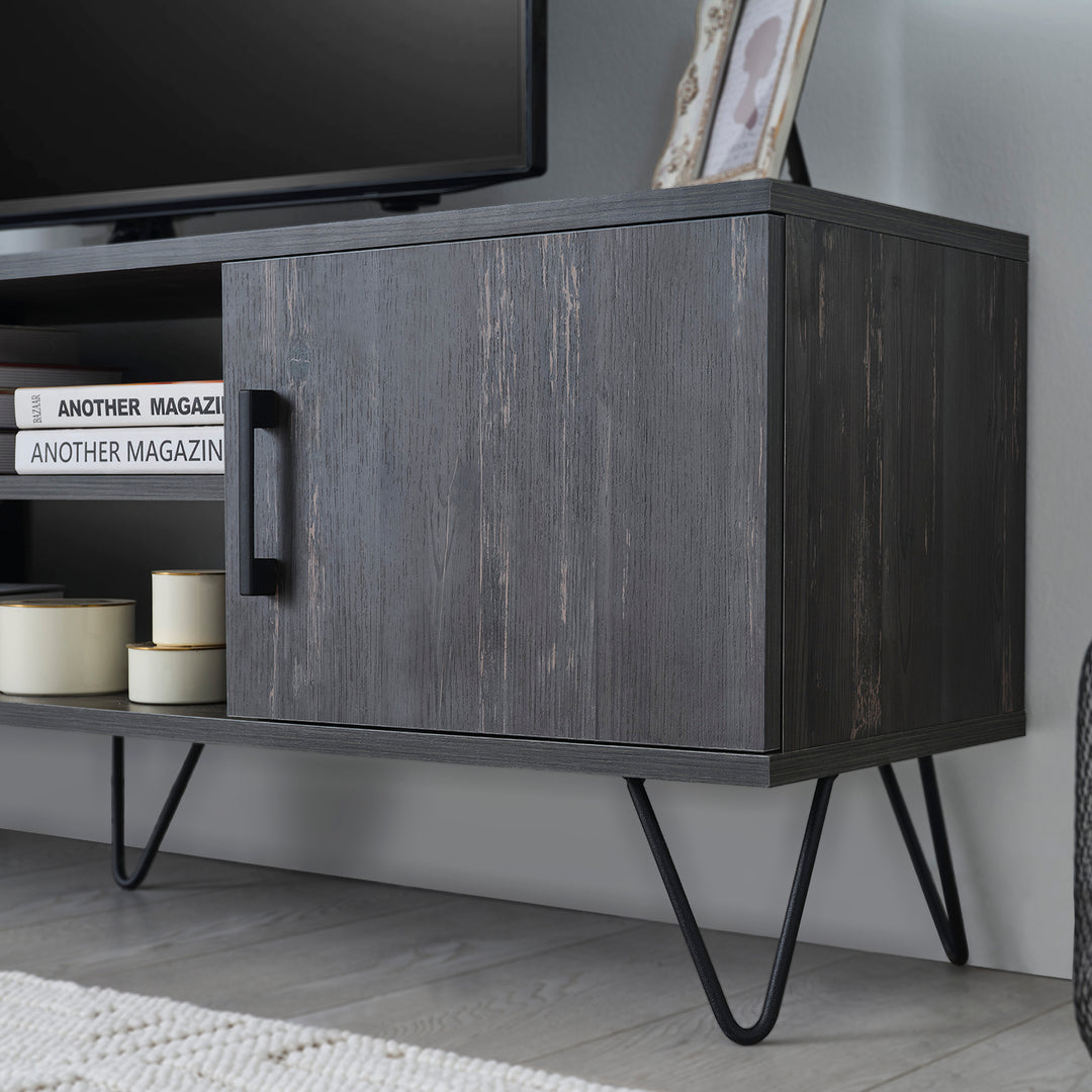 Atelier Mobili | Linda 59'' Black Oak Media Console for 65" TVs - Modern Living Room Furniture