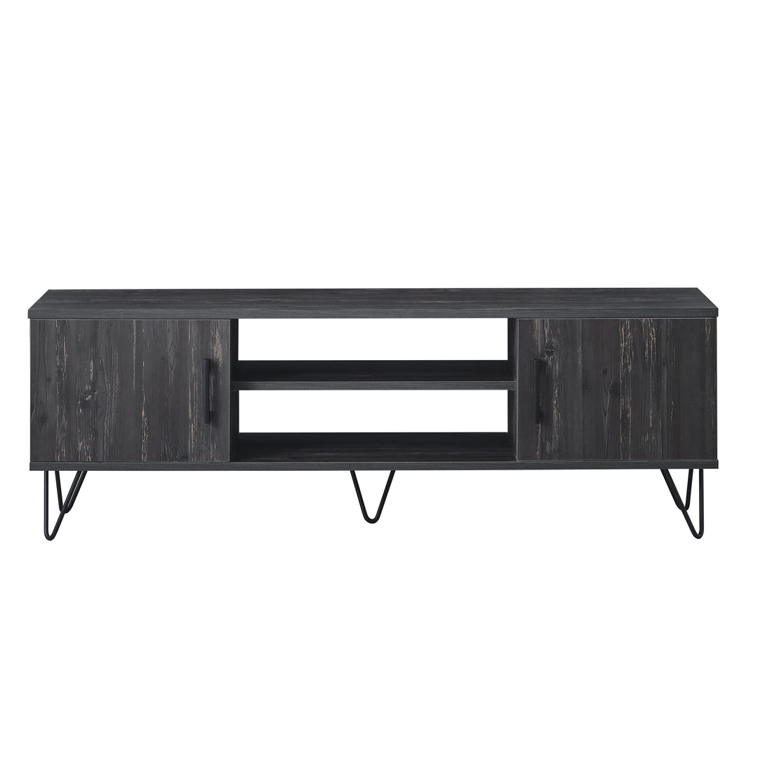 Atelier Mobili | Linda 59'' Black Oak Media Console for 65" TVs - Modern Living Room Furniture