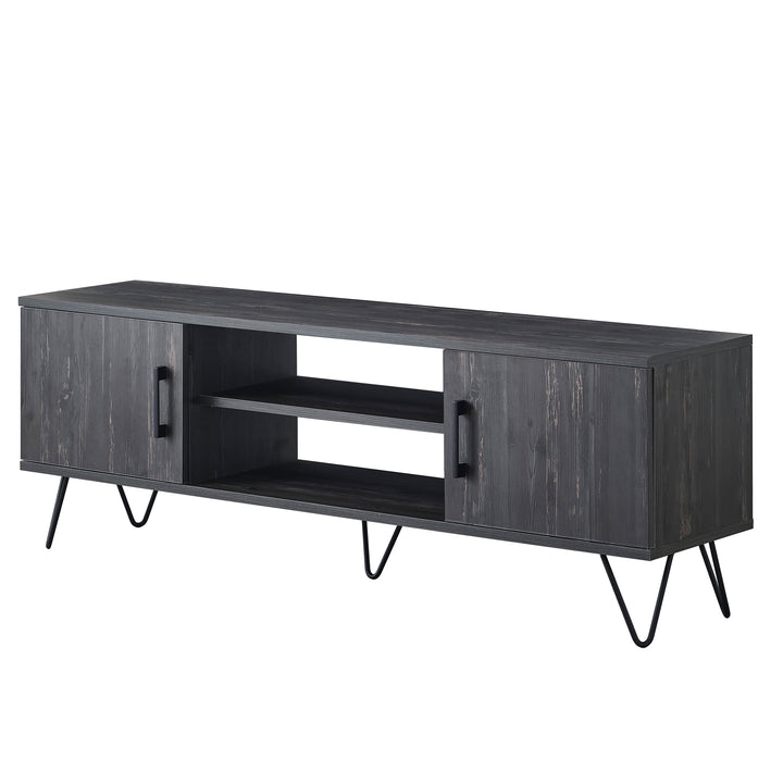 Atelier Mobili | Linda 59'' Black Oak Media Console for 65" TVs - Modern Living Room Furniture