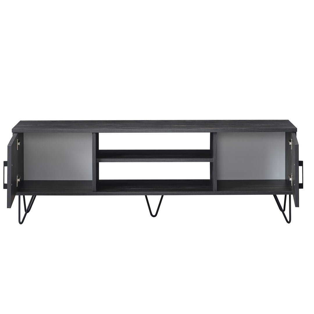 Atelier Mobili | Linda 59'' Black Oak Media Console for 65" TVs - Modern Living Room Furniture