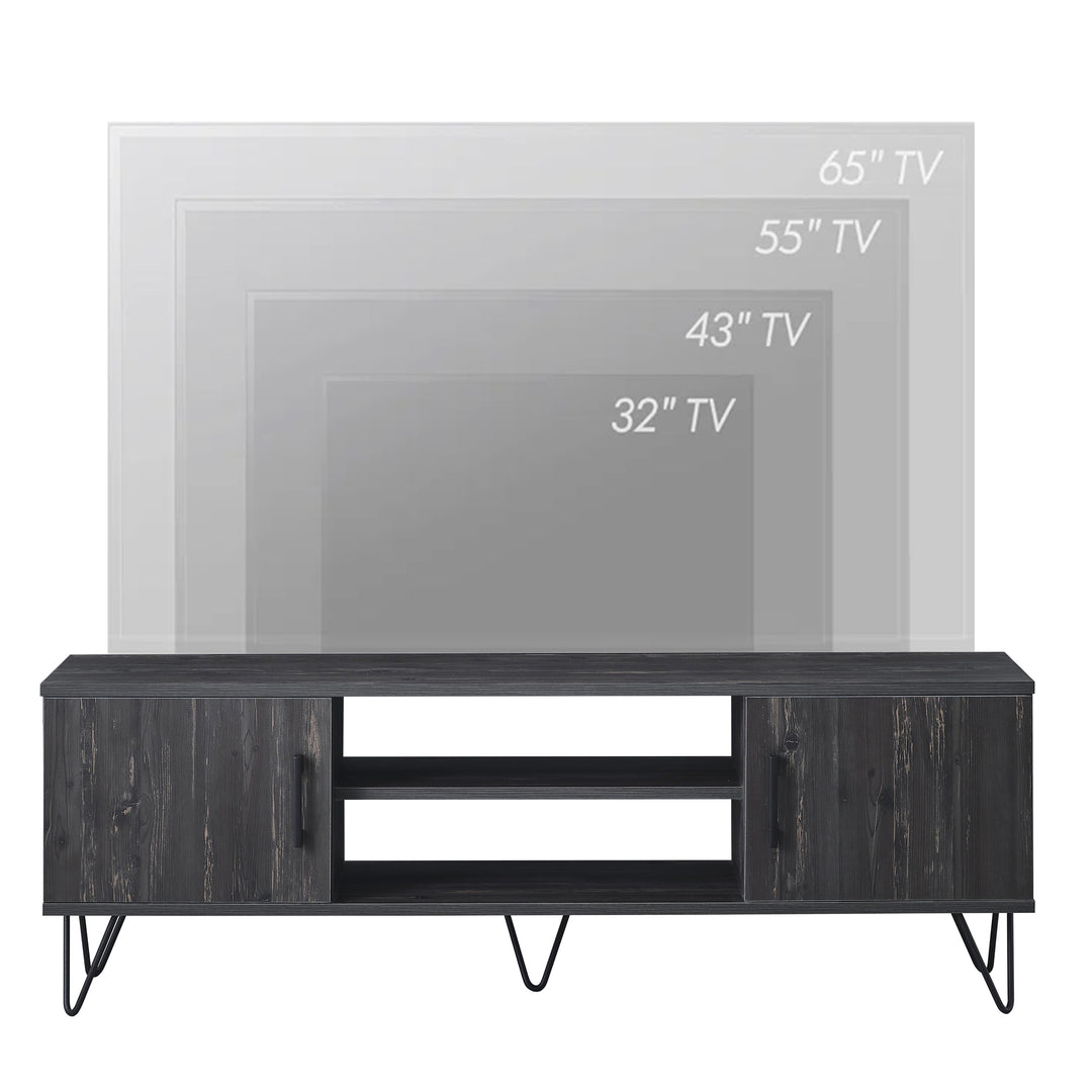 Atelier Mobili | Linda 59'' Black Oak Media Console for 65" TVs - Modern Living Room Furniture