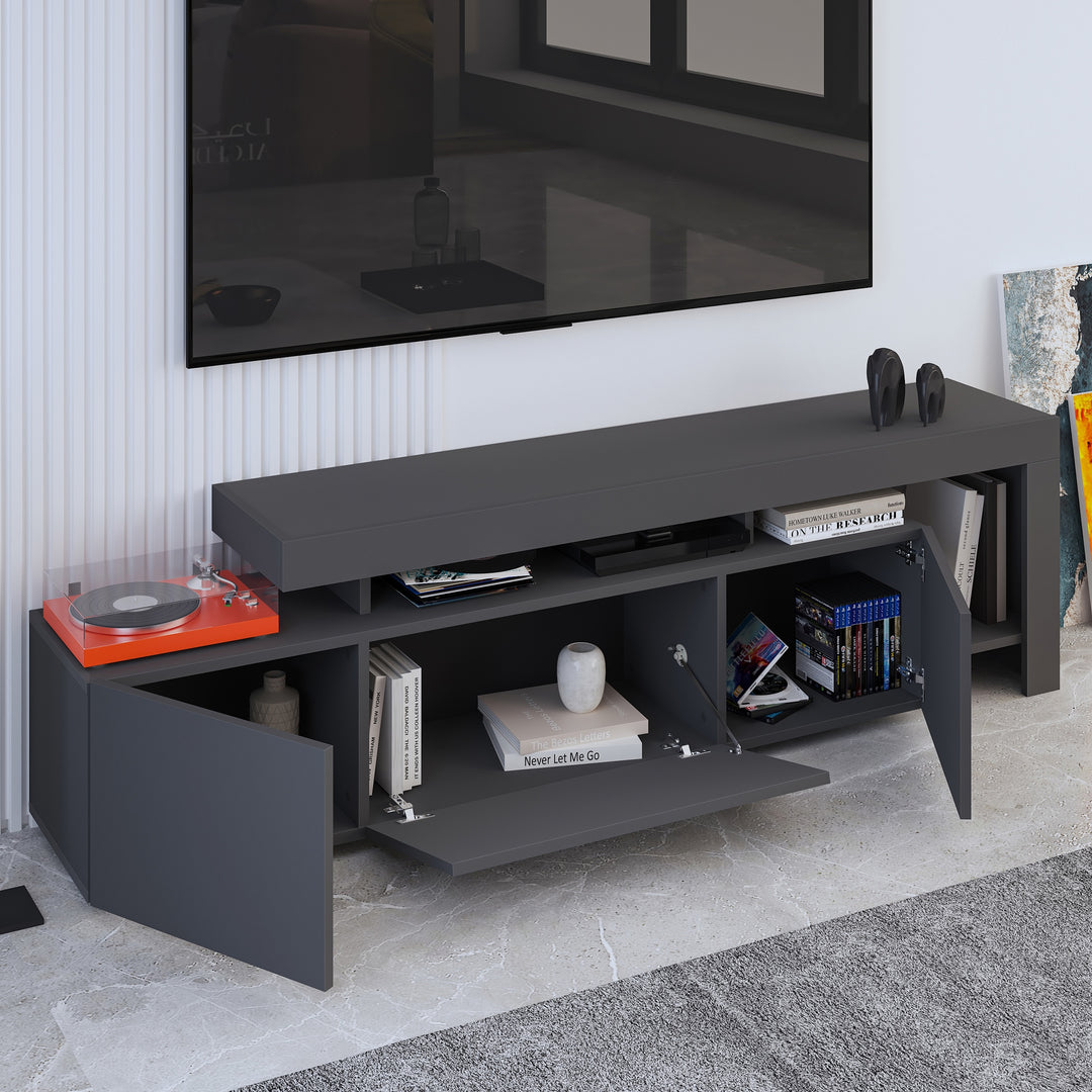 Anthracite Gray Modern Entertainment Center for TVs Up to 85 Inches