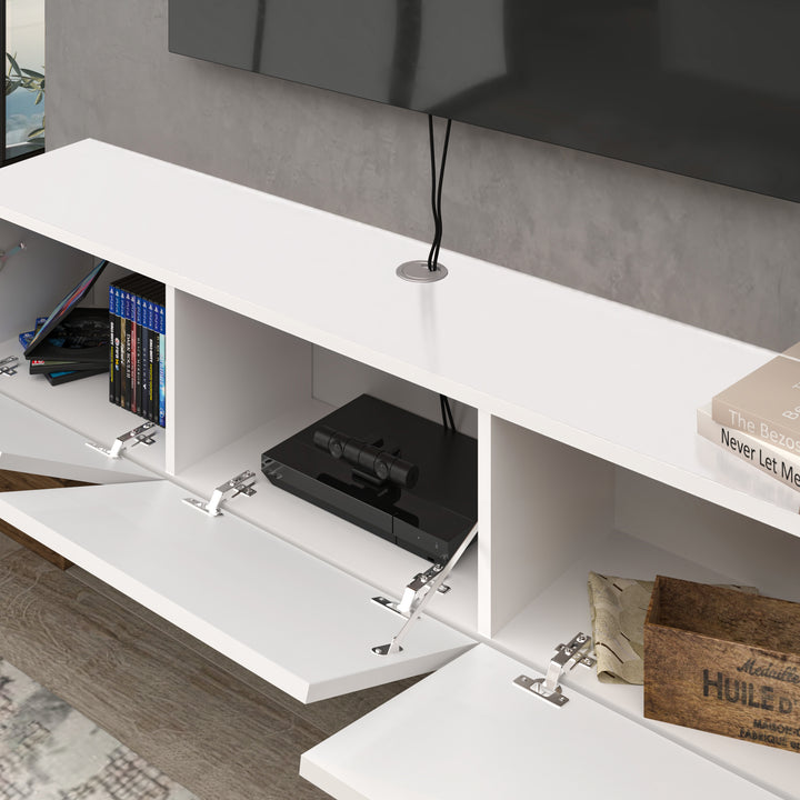 Detail of Sleek Design on Atelier Mobili White Floating Media Console