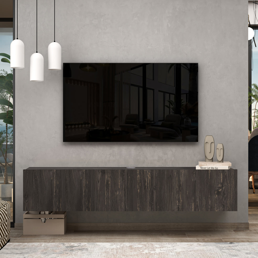 soges Meuble TV Suspendu Blanc avec Éclairage LED, Banc TV Mural avec Gestion des Cables pour Centre de Divertissement, Salon Blanc 140 x 40 x 30,5 cm soges Meuble TV Suspendu Blanc avec Éclairage LED, Banc TV Mural avec Gestion des Cables pour Centre de Divertissement, Salon Blanc 140 x 40 x 30,5 cm