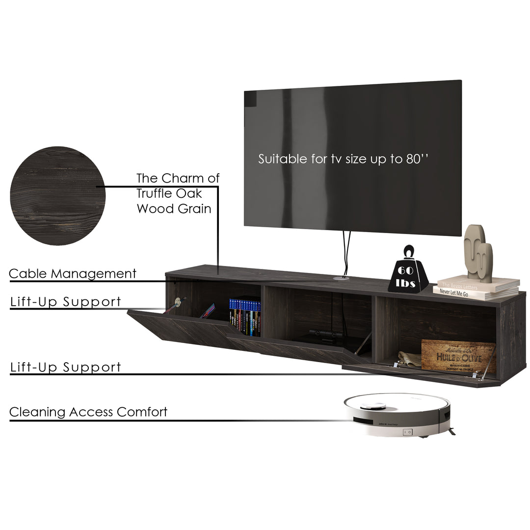 Atelier Mobili Modern Floating TV Stand and Entertainment Center for 55-80 inch TVs