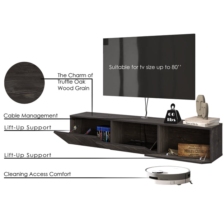 Atelier Mobili Modern Floating TV Stand and Entertainment Center for 55-80 inch TVs