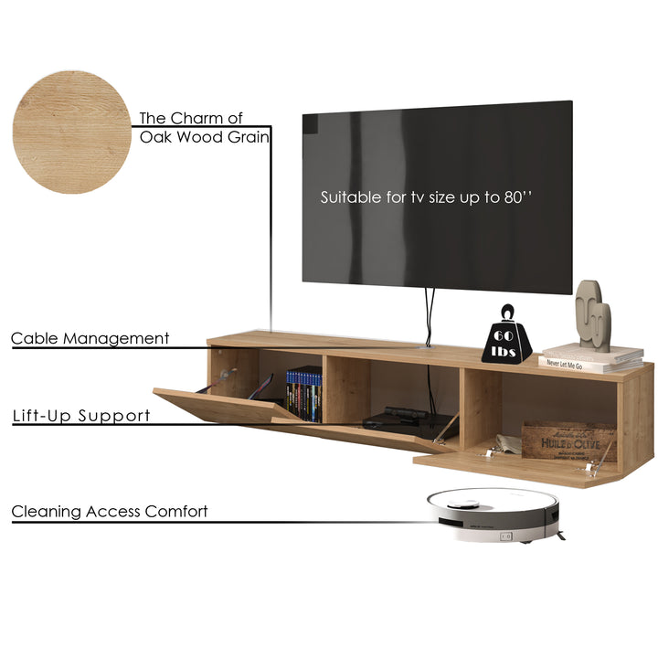 Atelier Mobili Modern Floating TV Stand and Entertainment Center for 55-80 inch TVs