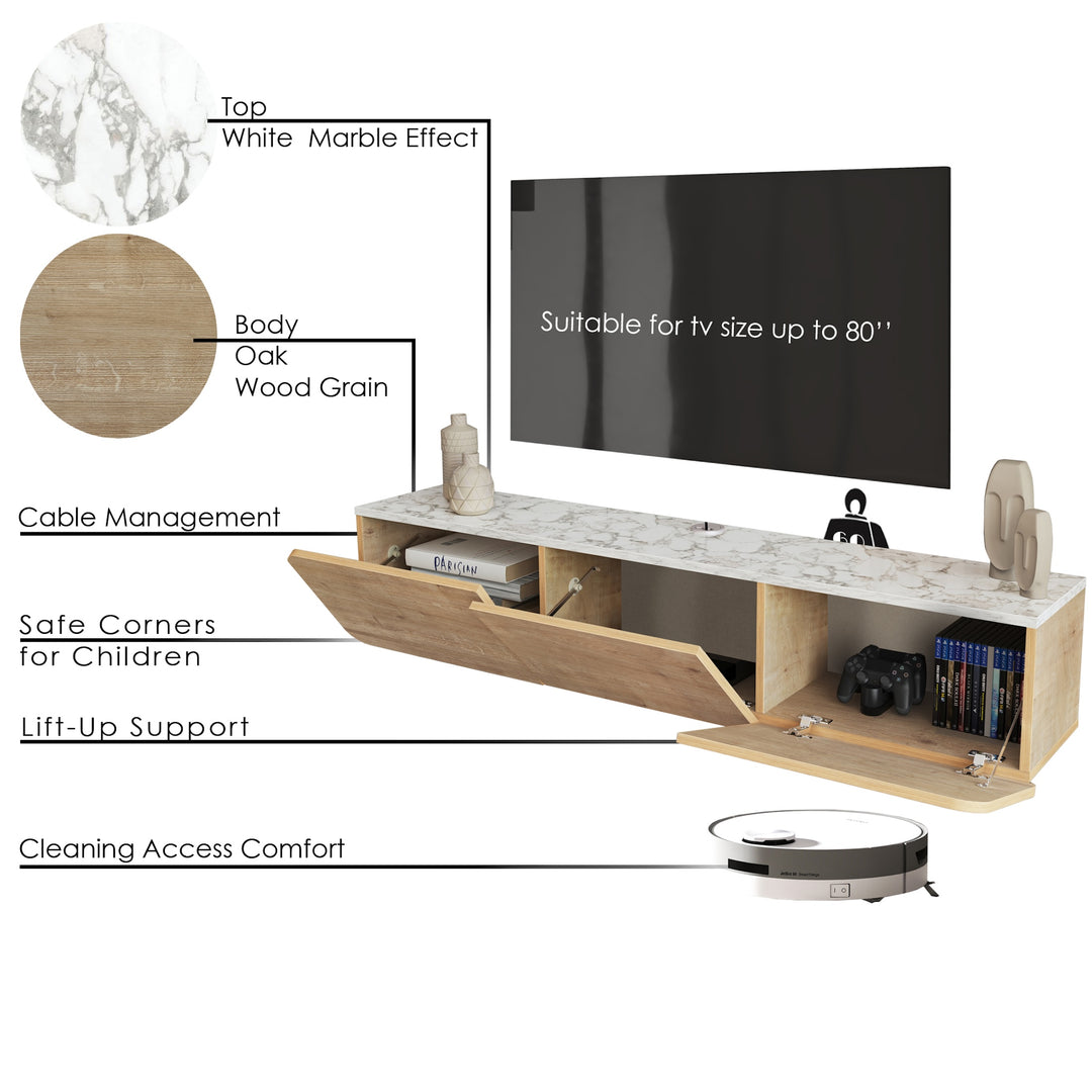 Floating TV Stand – Wall Mounted Media Console for TVs Up to 80 Inch