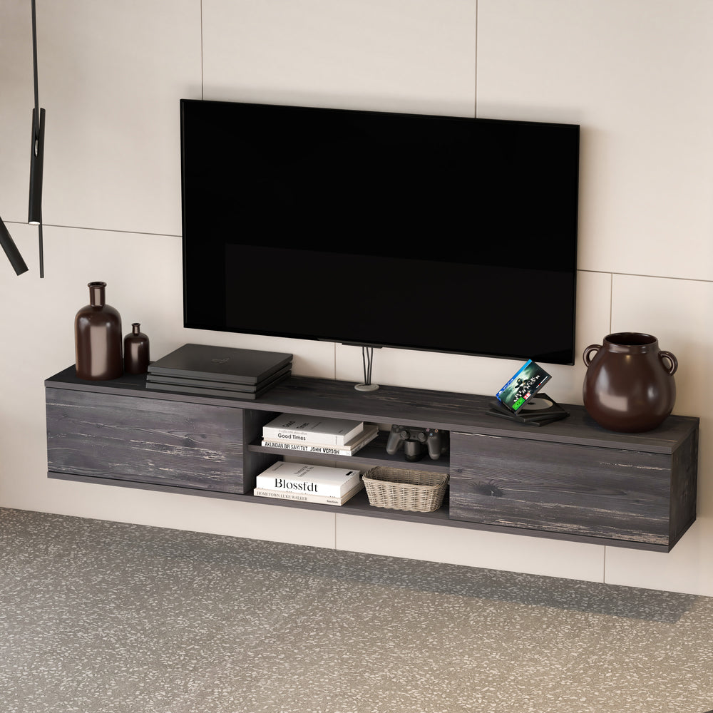 Sophisticated Cable Management System on Floating TV Cabinet