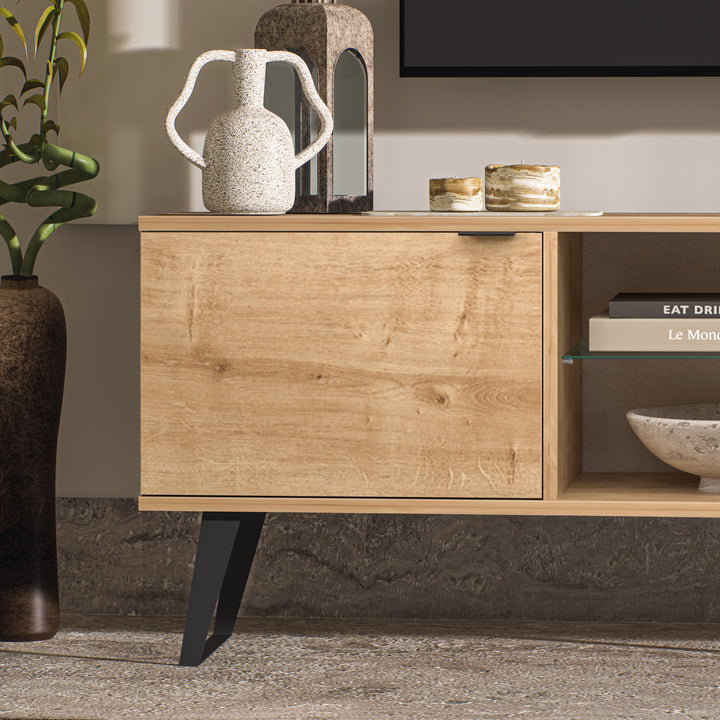 Elegant Side View of Oak Entertainment Center by Atelier Mobili