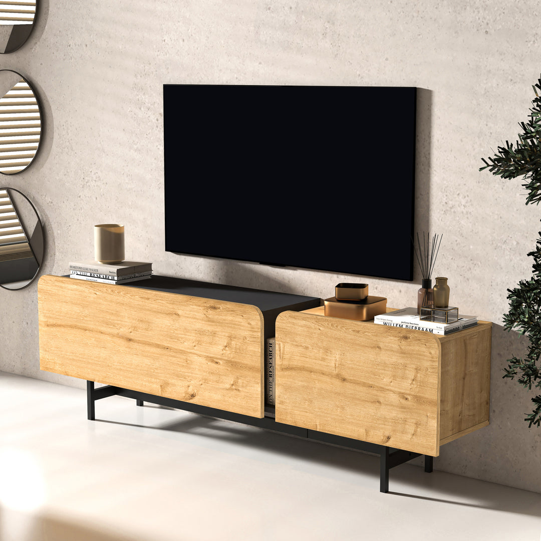 Elegant Oak Finish on Atelier Mobili 72 Inch TV Stand