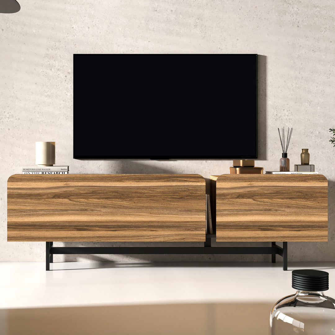 Elegant Tamesis TV Stand in Walnut, perfect for contemporary living room setups.