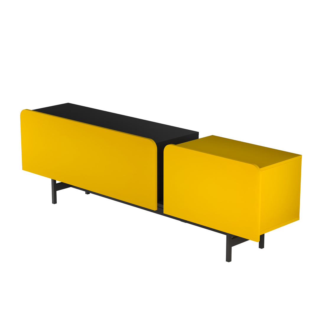 Bright Yellow Entertainment Center with Easy Assembly Guide