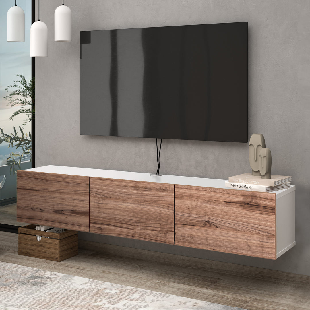 Modern White and Country Oak Floating TV Stand by Atelier Mobili